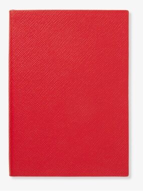 Smythson Of Bond Street Soho Red Panama Leather Notebook